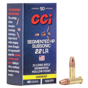 CCI Rimfire Ammunition 22 LR Segmented HP Sub-Sonic 40gr