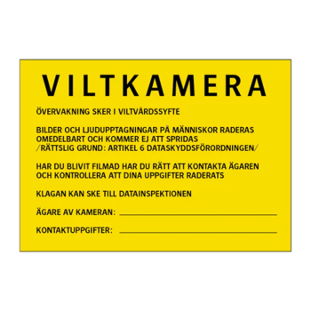 Skylt Viltkamera